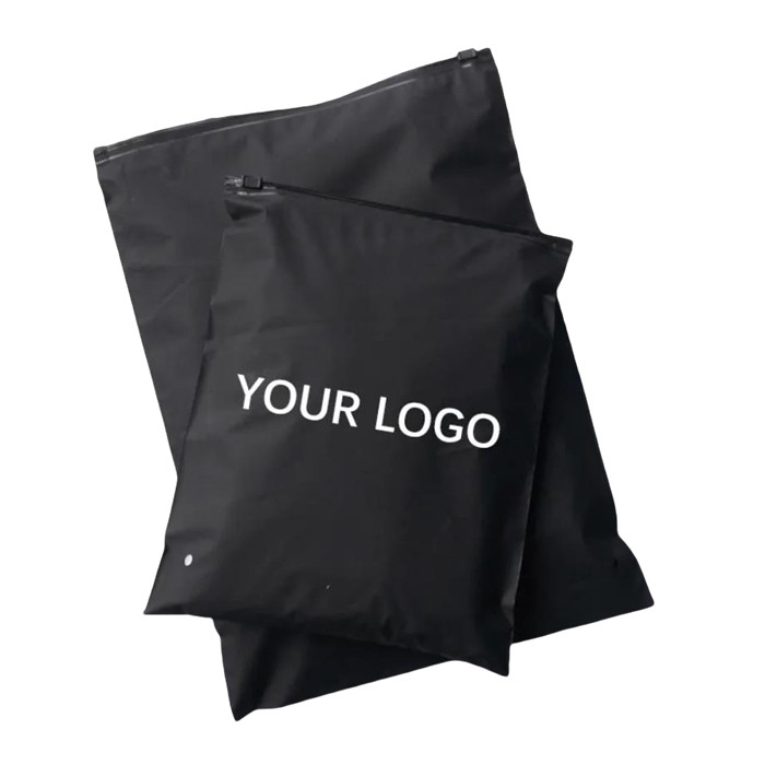 Manufacturer Made Black Frosted Zipper Slider Plastic Zip Lock Packaging Bags for Clothes with Custom logo