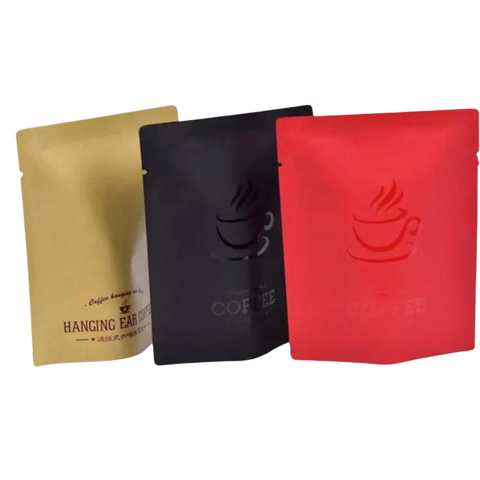 Mini Custom Printed Aluminum Foil Heat Seal Matte Finished UV Spot Printed 2 Oz Private Label Empty Drip Coffee Bag