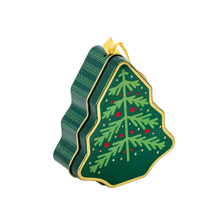 Promotional Customized Printed Food Grade Tree Shape Metal Tin Box Packaging Box for Cookies Chocolate Candy Gift Food