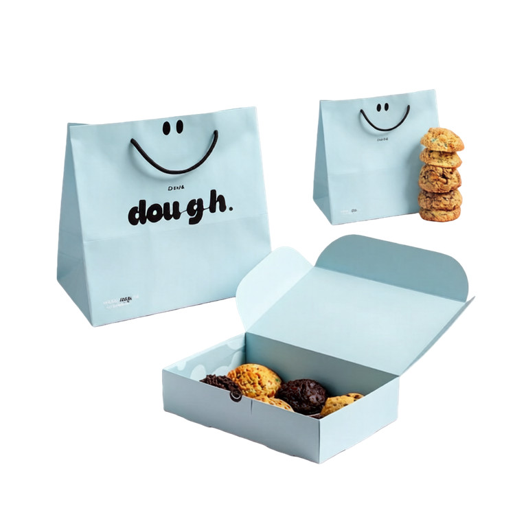 OEM Custom Eco Friendly Bakery Packaging Box Food Grade Dessert Cake Cookies Box with Paper Bag