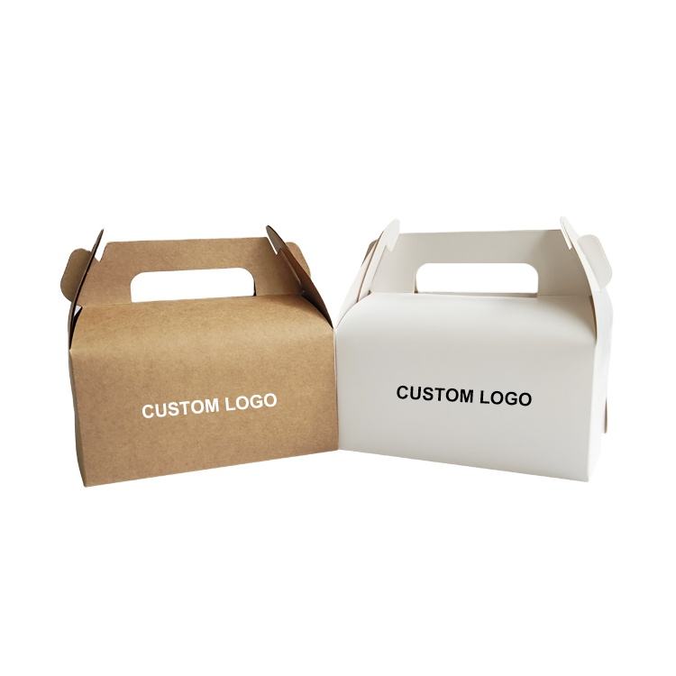 Wholesale Price Custom Logo Kraft Paper Box Bakery Party Gift Candy Food Packaging Box with Handles