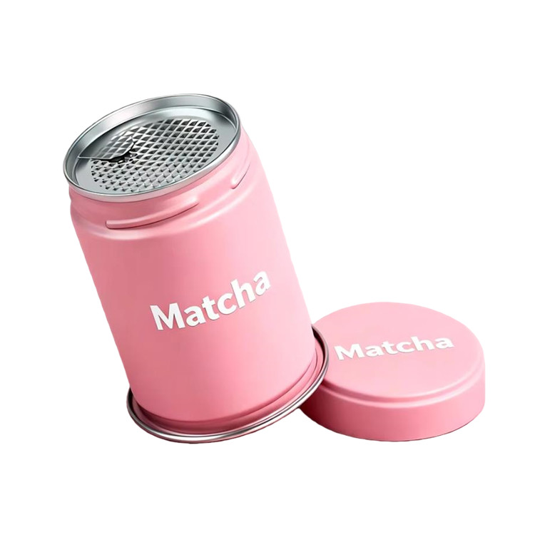 Custom Matte Black Pink Round Tinplate Tin Can 30g 50g Airtight Screw Cap for Matcha Coffee Powder Food Grade Empty Canister