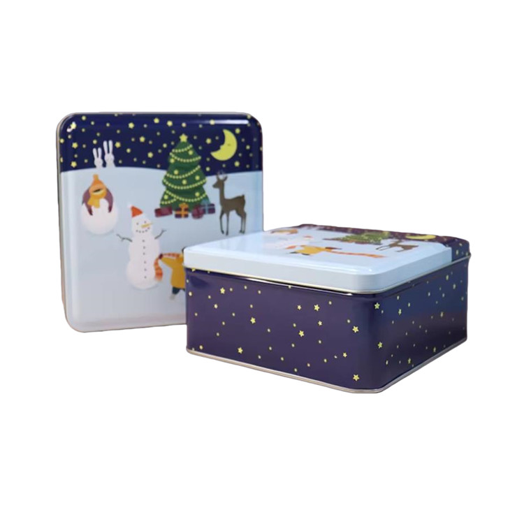 Customized Printed Empty Square Food Grade Metal Tinplate Tin Box Storage Cookies Gift Tin Can Package Tin Cans for Chocolate