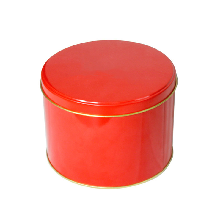 Round food grade custom sized tin boxes for cookies cakes and candies packaging