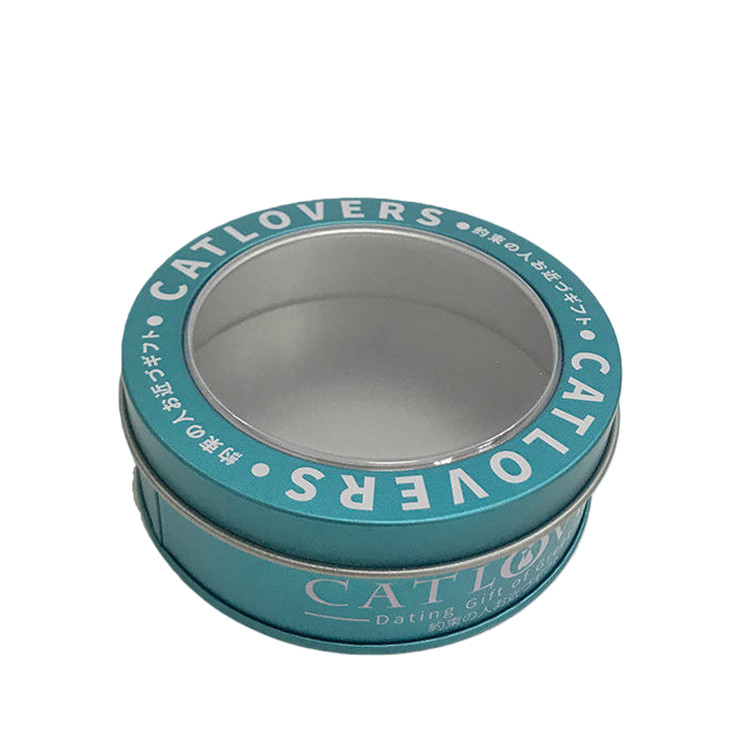 Food Grade Custom Printing Round Tin Box With Clear Lid for Cookie Tea Cake Metal Packing Round Tin Can Wholesale