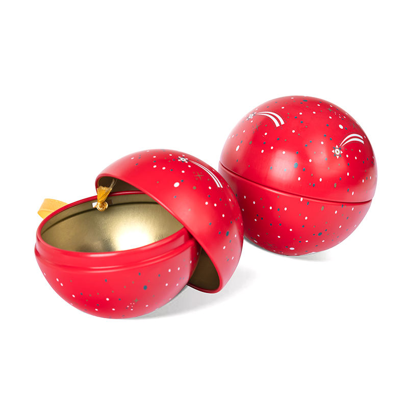 Factory Custom Tinplate Packaging Festive Candy Empty Tin Cans Christmas Ball Tins Chocolate Tin Box 100ml