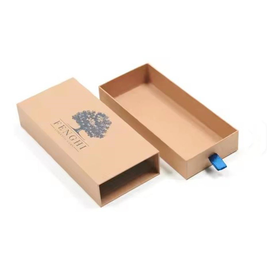 Wholesale Kraft Drawer Boxes With Ribbon Pull Slide Style Gift Boxes